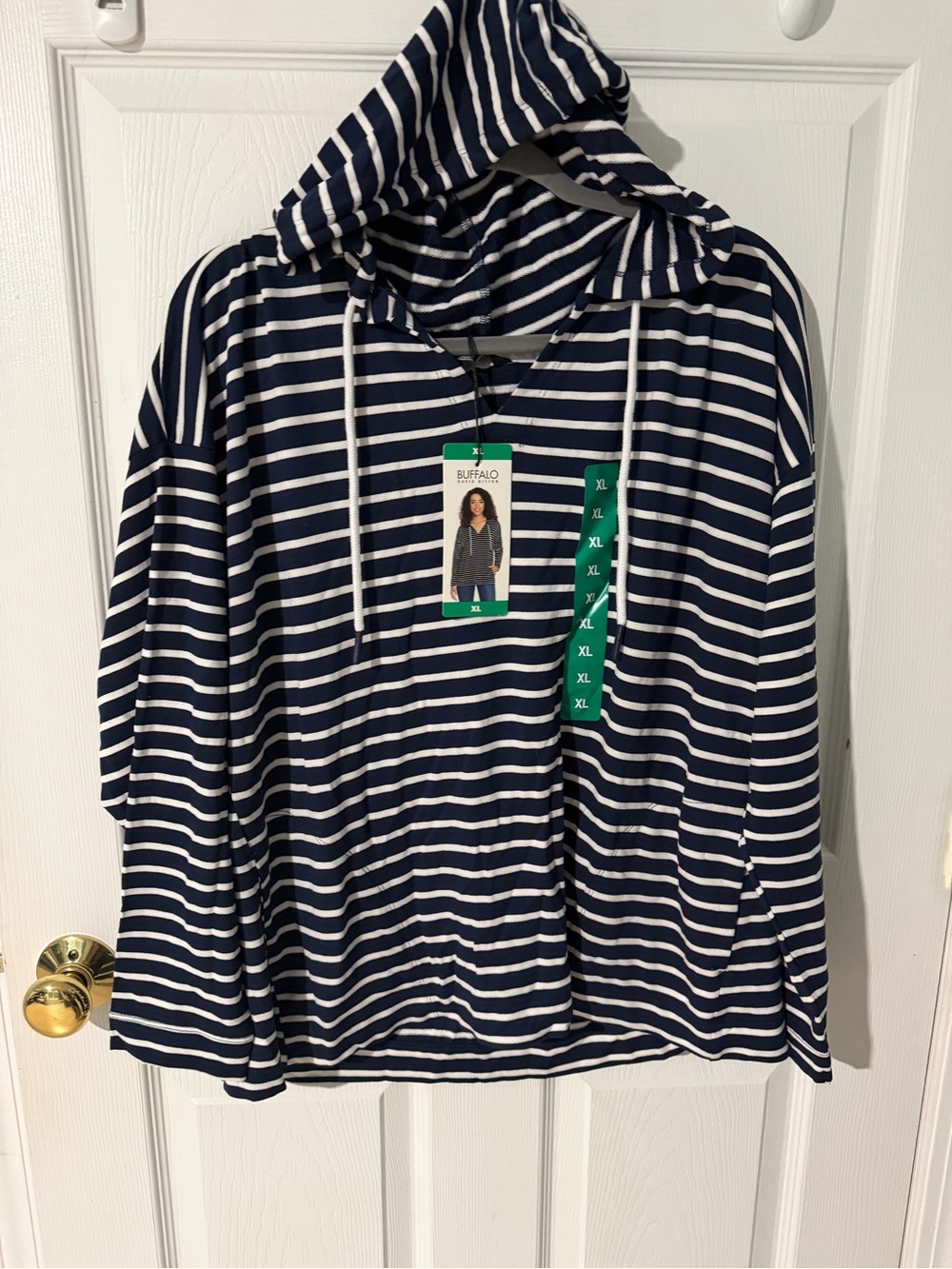 Buffalo David Bitton Navy and White Striped Pullover New size XL